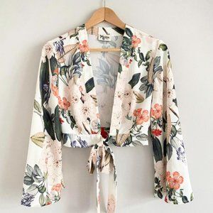 Show Me Your MuMu Tropical Floral Blouse with Tie Front